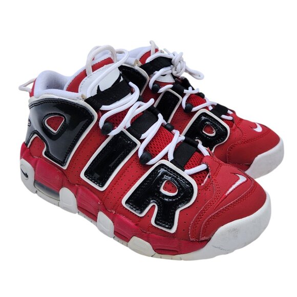 Nike Air More Uptempo Bulls Hoops Pack GS 7Y Black Red Sneakers Boys 415082-600 - Picture 1 of 10